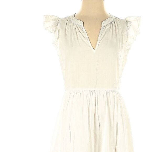 Xirena 100% Cotton White Tiered Flutter Sleeve Prairie Cottagecore Dress XS - Picture 6 of 11